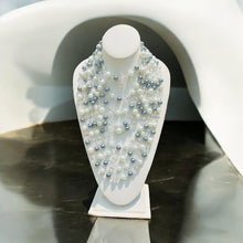 Load image into Gallery viewer, SOLANA- White Pearl and Gray Multi-strand Beaded Necklace
