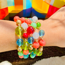 Load image into Gallery viewer, CELESTE- Green, Orange and Blue Multi-color, Multi-strand Cuff Bracelet