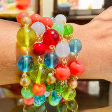 Load image into Gallery viewer, CELESTE- Green, Orange and Blue Multi-color, Multi-strand Cuff Bracelet