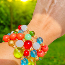 Load image into Gallery viewer, CELESTE- Green, Orange and Blue Multi-color, Multi-strand Cuff Bracelet