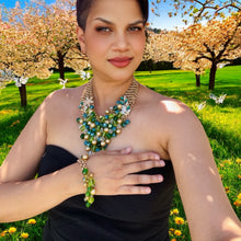 Load image into Gallery viewer, TRUE - Green and Teal Multi color Bib Statement Necklace