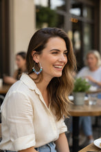 Load image into Gallery viewer, CASEY- Blue and Purple Multi-colored Beaded Wire-wrapped Hoop Earrings