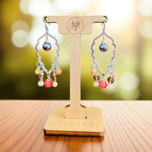 Load image into Gallery viewer, MODESTE- Gray and Orange Multicolored Beaded Wire wrapped Chandelier Earrings