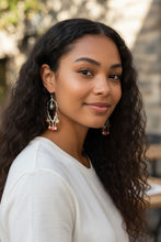 Load image into Gallery viewer, MODESTE- Gray and Orange Multicolored Beaded Wire wrapped Chandelier Earrings