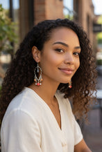 Load image into Gallery viewer, MODESTE- Gray and Orange Multicolored Beaded Wire wrapped Chandelier Earrings