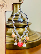 Load image into Gallery viewer, MODESTE- Gray and Orange Multicolored Beaded Wire wrapped Chandelier Earrings