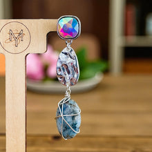 Load image into Gallery viewer, MAISHA- 3" Long Silver Multicolored Wire Wrapped Beaded Drop Earrings – Elegant Handmade Jewelry