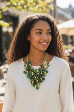 Load image into Gallery viewer, TRUE - Green and Teal Multi color Bib Statement Necklace
