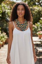 Load image into Gallery viewer, REIHEL- Blue and Gold Beaded Statement Bib Necklace