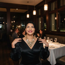 Load image into Gallery viewer, WYNTER - Pearl and Gold Multi color Bib Statement Necklace