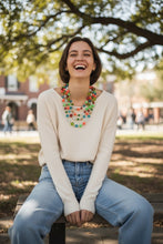 Load image into Gallery viewer, ROBIN- Green, Orange and Blue Multi-color, Multi-strand Short Beaded Necklace
