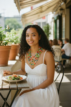 Load image into Gallery viewer, ROBIN- Green, Orange and Blue Multi-color, Multi-strand Short Beaded Necklace