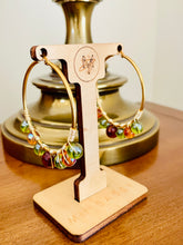 Load image into Gallery viewer, Green, Amber Gold Wire-wrapped Hoop Earrings
