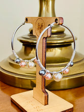Load image into Gallery viewer, ROHINI- Peach and Gray Multi colored Wire wrapped Hoops
