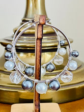 Load image into Gallery viewer, ASPER- Gray Multi colored Wire wrapped Hoops
