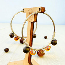 Load image into Gallery viewer, USHA- Brown and Amber Multi colored Wire wrapped Hoops
