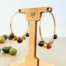 Load image into Gallery viewer, USHA- Brown and Amber Multi colored Wire wrapped Hoops
