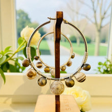 Load image into Gallery viewer, MALEAH- Brown Multi colored Wire wrapped Hoops
