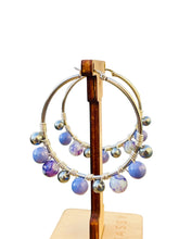 Load image into Gallery viewer, DELANEY- Purple and Gray Multi colored Wire wrapped Hoops
