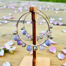 Load image into Gallery viewer, DELANEY- Purple and Gray Multi colored Wire wrapped Hoops
