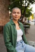 Load image into Gallery viewer, DELANEY- Purple and Gray Multi colored Wire wrapped Hoops
