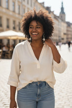 Load image into Gallery viewer, REIDA- 3&quot; Long Black Beaded Drop Earrings with Rhinestone Flower – Elegant Handmade Jewelry
