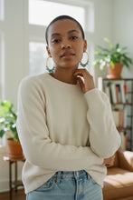 Load image into Gallery viewer, HELIA- Blue and Gold Beaded Wire-wrapped Hoop Earrings
