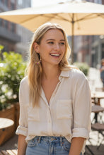 Load image into Gallery viewer, MEEKO- Purple and Gold Beaded Wire-wrapped Hoop Earrings
