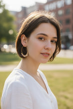 Load image into Gallery viewer, EMBER- Pink and Gold Beaded Wire-wrapped Hoop Earrings
