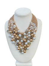 Load image into Gallery viewer, WYNTER - Pearl and Gold Multi color Bib Statement Necklace
