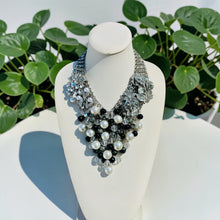 Load image into Gallery viewer, HARMONY- Black and White Bib Statement Necklace
