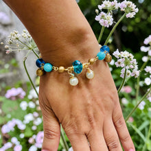 Load image into Gallery viewer, ROSE-MARIE- Blue Multicolored Beaded Charm Bracelet
