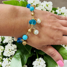 Load image into Gallery viewer, ROSE-MARIE- Blue Multicolored Beaded Charm Bracelet
