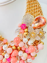Load image into Gallery viewer, JOVIA - Pink and Peach Multi color Bib Statement Necklace

