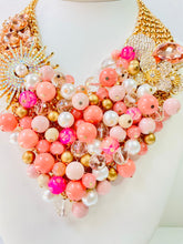 Load image into Gallery viewer, JOVIA - Pink and Peach Multi color Bib Statement Necklace
