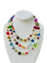 Load image into Gallery viewer, Short Beaded Necklace, Multi color Beaded Necklace, Multi strand Beaded Necklace
