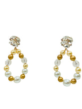 Load image into Gallery viewer, JEANNIE- Pearl and Gold Tear Drop Beaded Earrings
