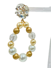 Load image into Gallery viewer, JEANNIE- Pearl and Gold Tear Drop Beaded Earrings
