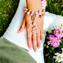 Load image into Gallery viewer, STACY- Pink and Peach Beaded Finger/ Ring Bracelet
