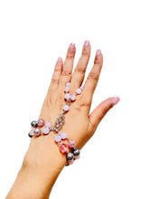 Load image into Gallery viewer, SHARLENE- Pink and Gray Beaded Finger/ Ring Bracelet
