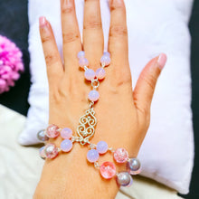 Load image into Gallery viewer, Pink Beaded Finger Bracelet, Ring Bracelet, Finger Bracelet, Pink and Gray Beaded Bracelet
