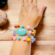 Load image into Gallery viewer, ANANDA- Blue and Pink Multi color Beaded Bracelet
