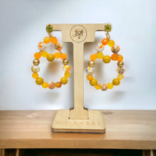 Load image into Gallery viewer, LIVY - Orange and Yellow Beaded Tear Drop Earrings
