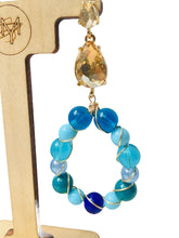 Load image into Gallery viewer, SAFIRE - Blue Multi color Wire Wrapped Drop Earrings
