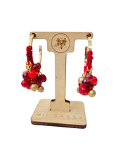 Load image into Gallery viewer, RELICIA- Red and Gold Beaded Crochet Hoop Earrings
