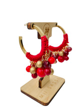 Load image into Gallery viewer, Red Hoop Earrings, Crochet Earrings, Boho Earrings
