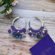 Load image into Gallery viewer, Purple Hoop Earrings, Crochet Earrings, Purple Earrings, Boho Earrings
