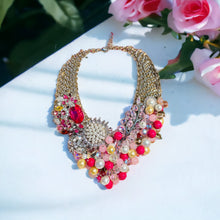 Load image into Gallery viewer, ARIA - Pink Multi color Bib Statement Necklace
