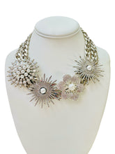 Load image into Gallery viewer, SOPHIANNA - Pearl and Silver Flower Statement Necklace
