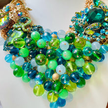Load image into Gallery viewer, ABBEY - Green and Blue Multi color Bib Statement Necklace
